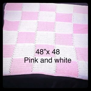 Homemade pink & white afghan